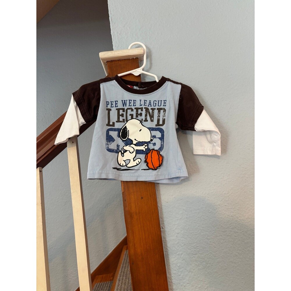 Peanuts snoopy pee wee league legend basketball shirt 6/9 mths vintage y2k